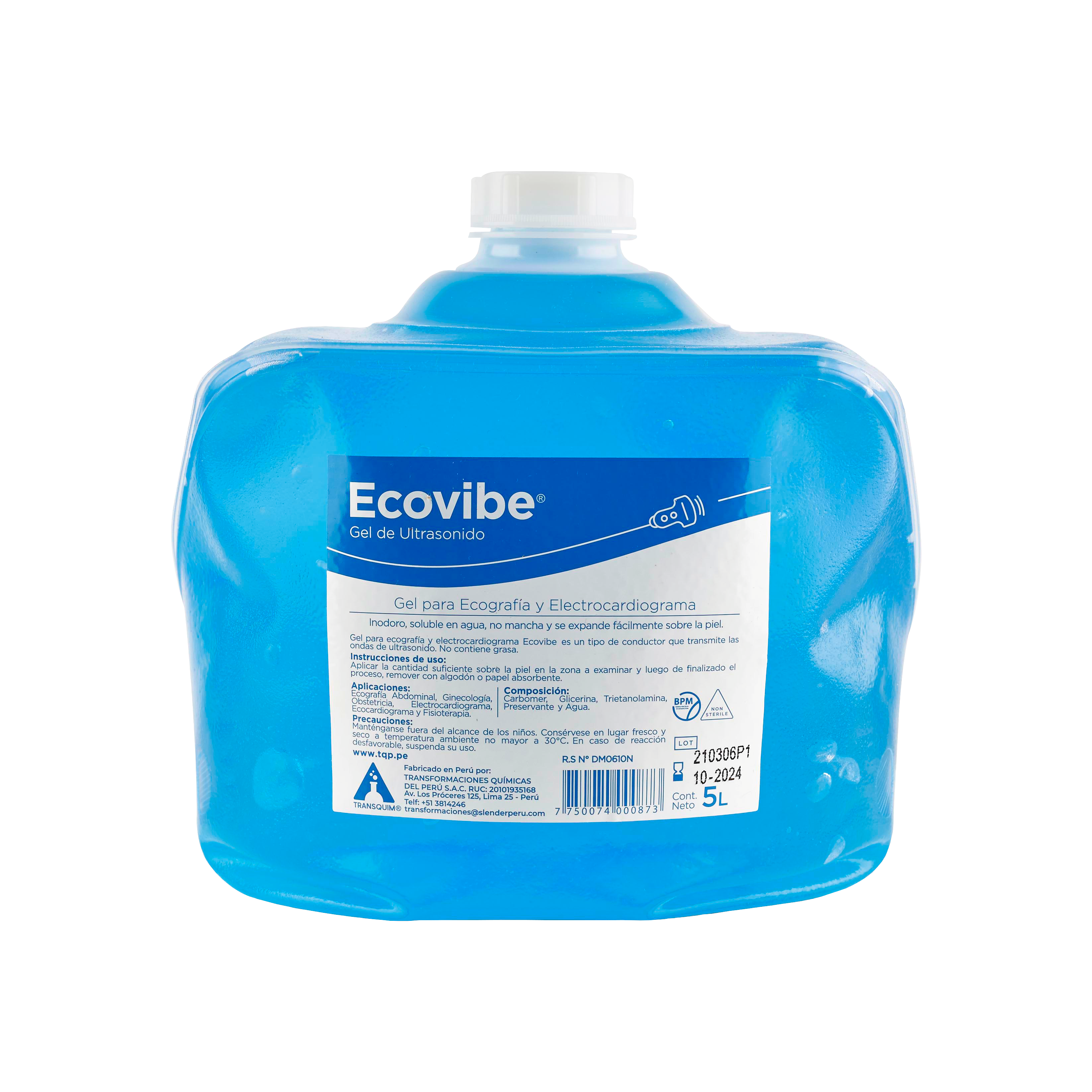 Ecovibe Gel de Ultrasonido y EKG (5 Lt.) Celeste