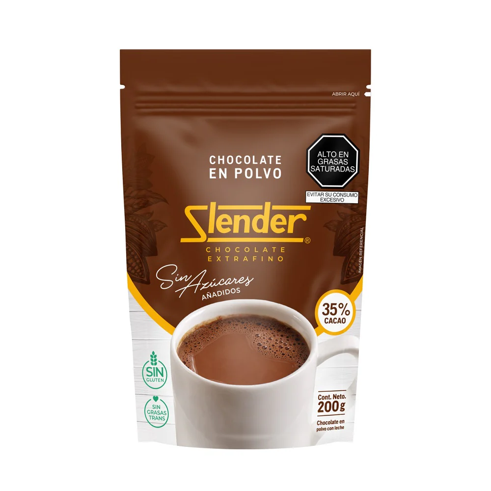 Slender — Chocolate en Polvo 200gr al 35% Cacao