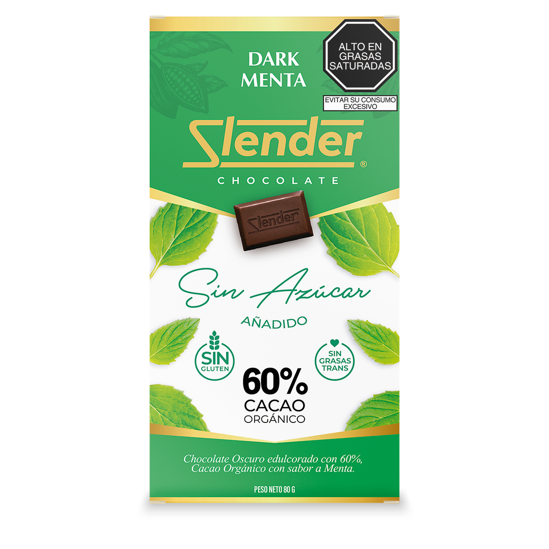 Slender — Dark Menta (80 gr.) al 60% Cacao