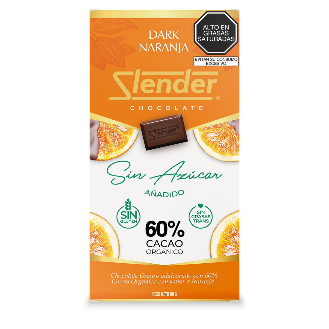 Slender — Dark Naranja (80 gr.) al 60% Cacao