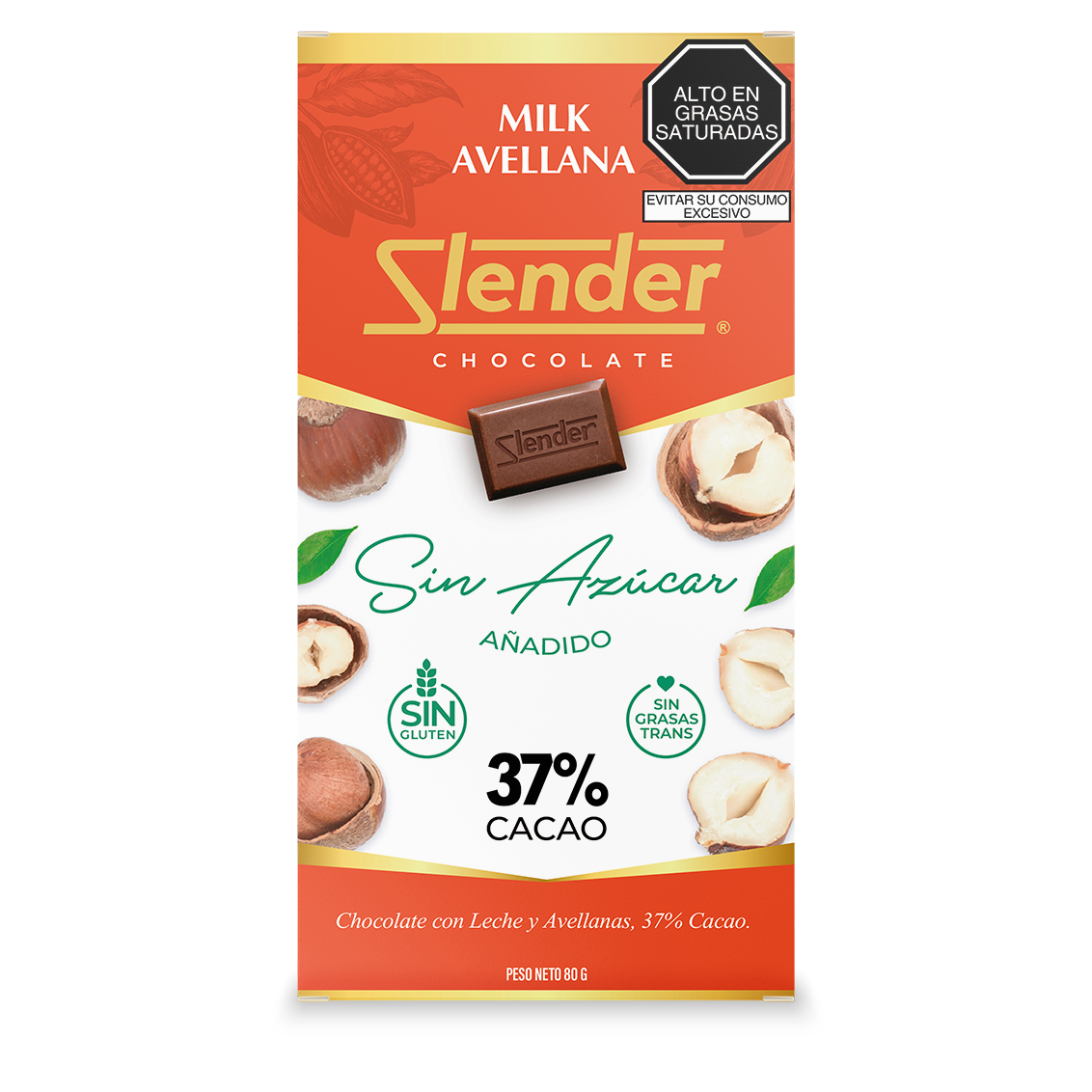 Slender — Milk Avellana (80 gr.) al 37% Cacao