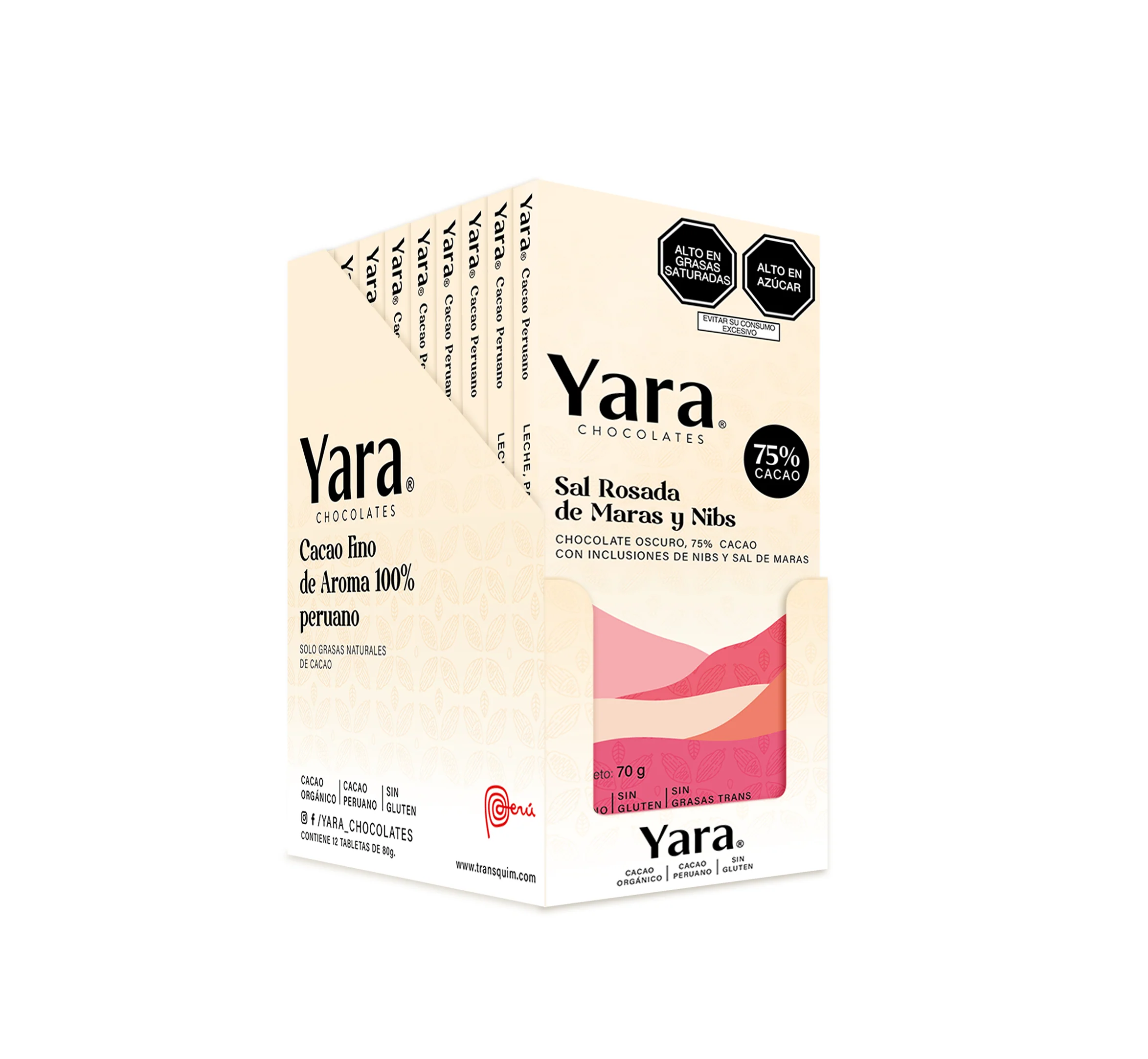 Yara Display — Tabletas de Chocolate Orgánico Peruano (80 gr.) / Pack x12